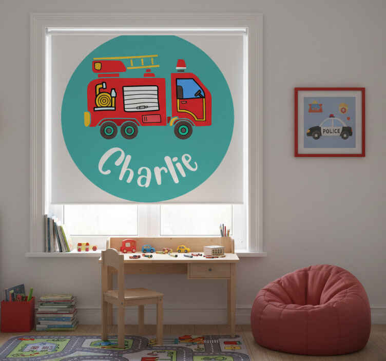 Rollo fenster kinderzimmer personalisierte feuerwehr - TenStickers