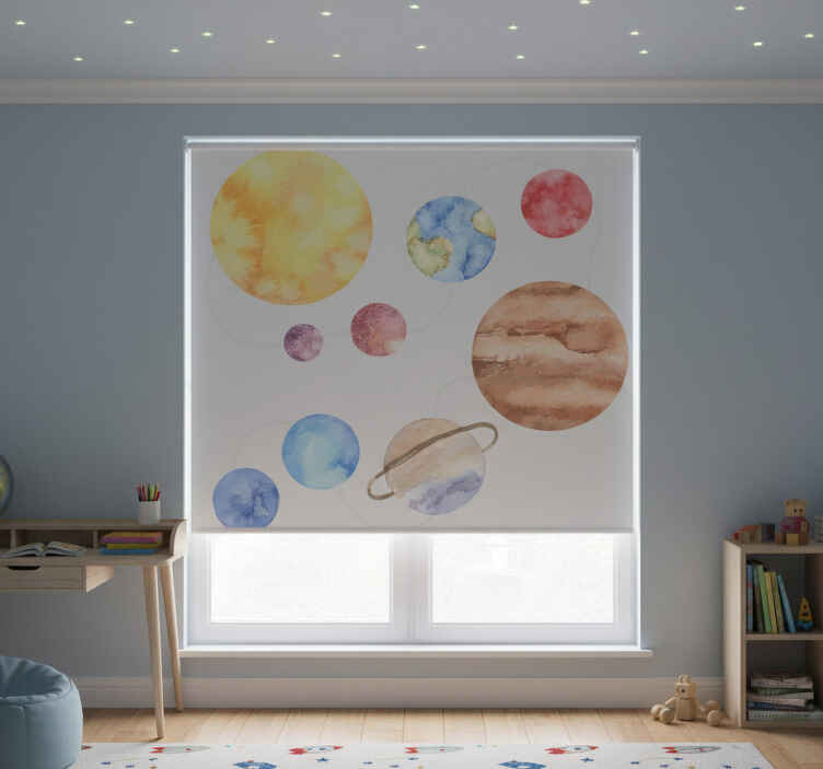 Rollo fenster kinderzimmer mit sonnensystem karte - TenStickers