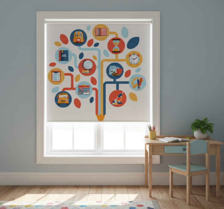 Rollo fenster kinderzimmer wissenschaftsbaum - TenStickers