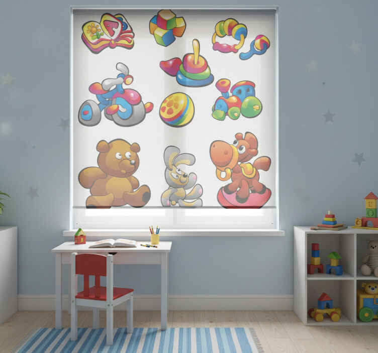 Rollo fenster kinderzimmer mit spielzeugstickern - TenStickers