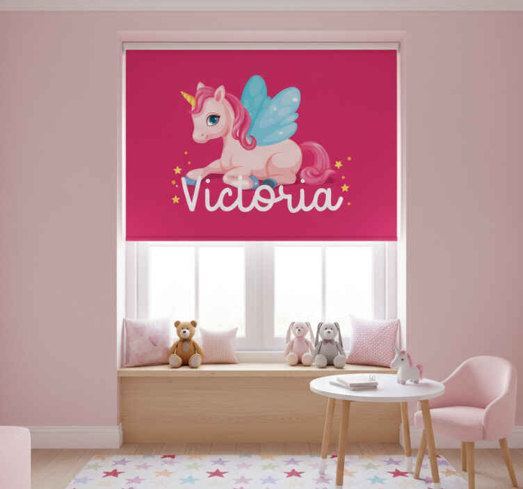 Rollo fenster kinderzimmer lustiges pinkes einhorn - TenStickers