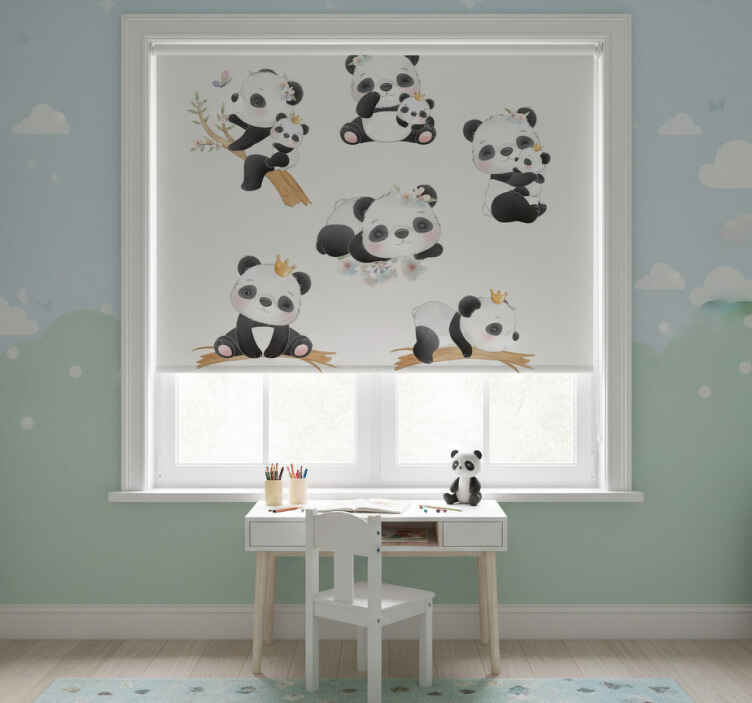Mørklægningsgardiner børn panda liv - TenStickers