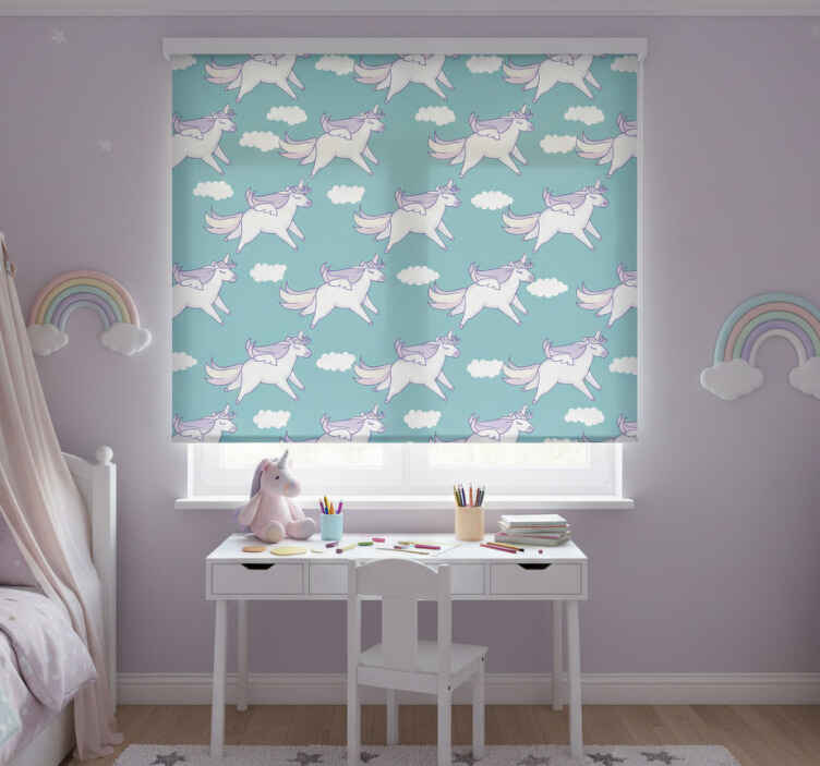 Store enrouleur chambre enfant motif licornes - TenStickers