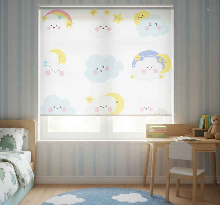 Estor enrollable infantil nubes blancas y azules - TenVinilo