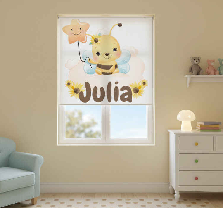 Estor enrollable infantil abeja con nombre - TenVinilo