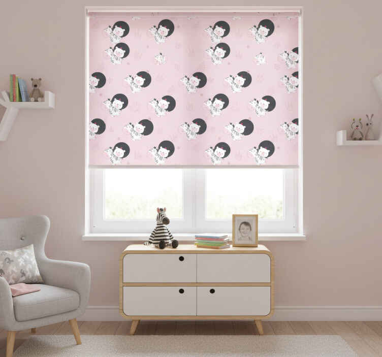 Estor enrollable infantil muebles de cebra y oso - TenVinilo