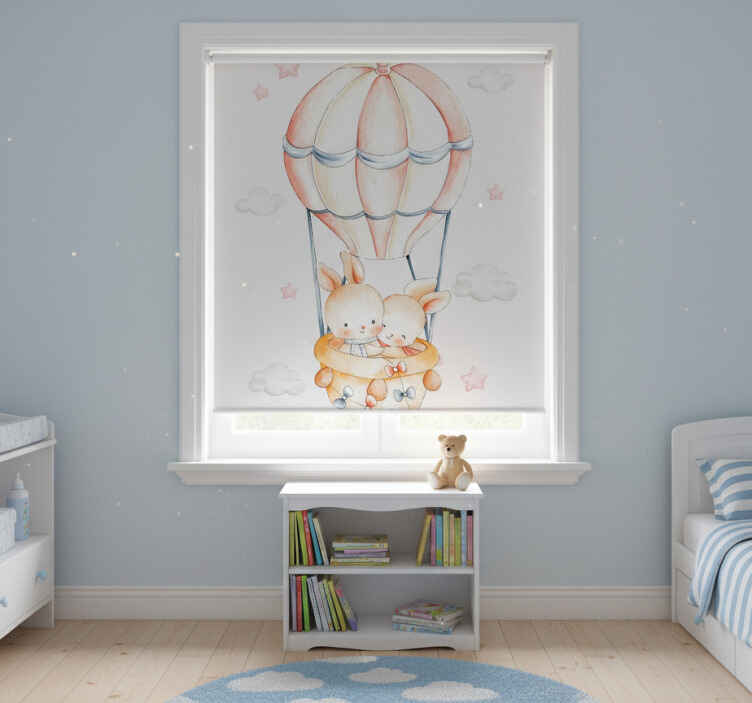 Estor enrollable infantil globo aerostático conejo - TenVinilo
