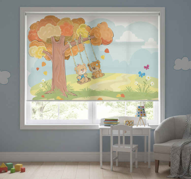 Store enrouleur chambre enfant ours en peluche forêt - TenStickers