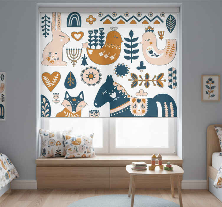 Estor enrollable infantil animales del bosque nórdico - TenVinilo