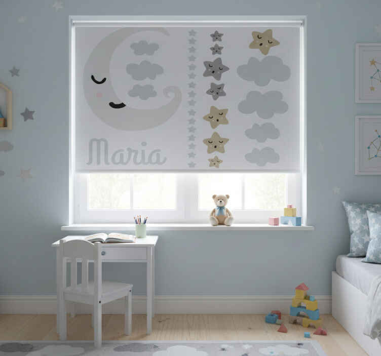 Rollo fenster kinderzimmer personalisierbare mond sterne - TenStickers