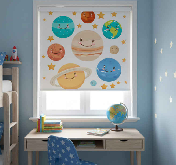 Estor enrollable infantil sticker planetas sistema solar - TenVinilo