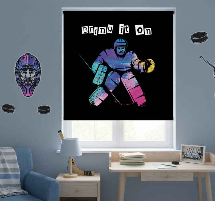 Kids roller blind bring it on ice hockey - TenStickers
