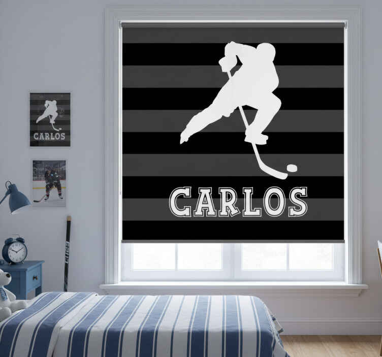 Kids roller blind personalized ice hockey - TenStickers