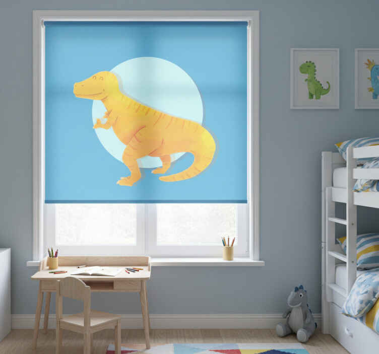 Kids roller blind nordic yellow t-rex design - TenStickers