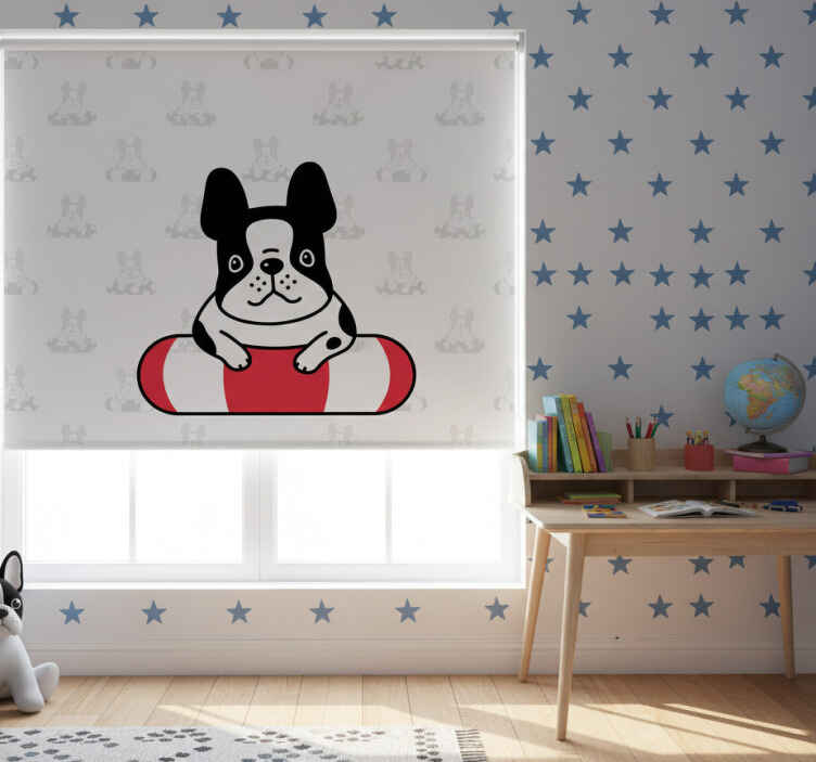 Kids roller blind with cute french bulldog pattern - TenStickers