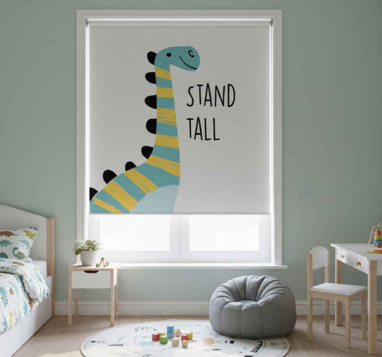 Kids roller blind nordic dinosaur stands tall - TenStickers