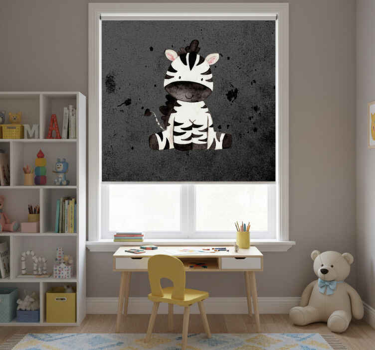 Kids roller blind happy zebra cartoon design - TenStickers