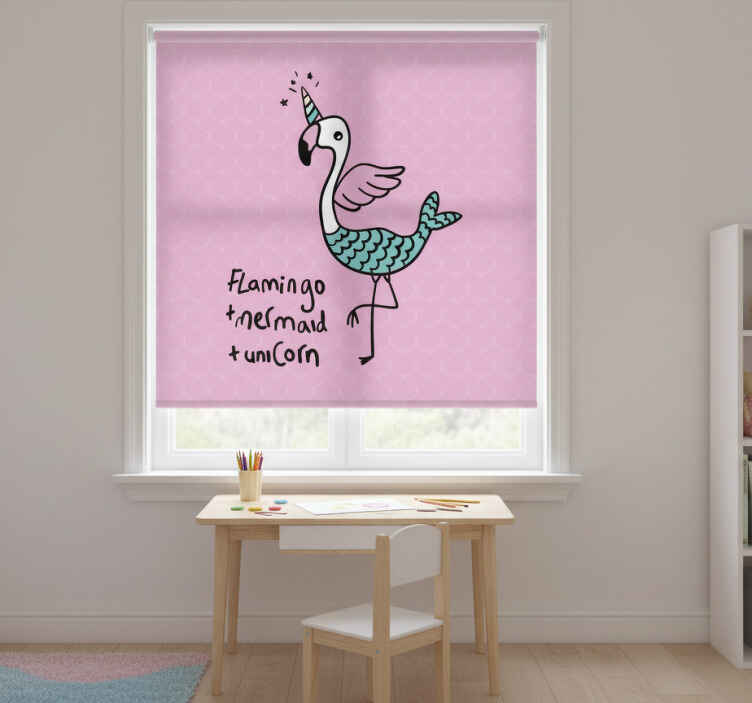 Kids roller blind with cute flamingo illustration - TenStickers