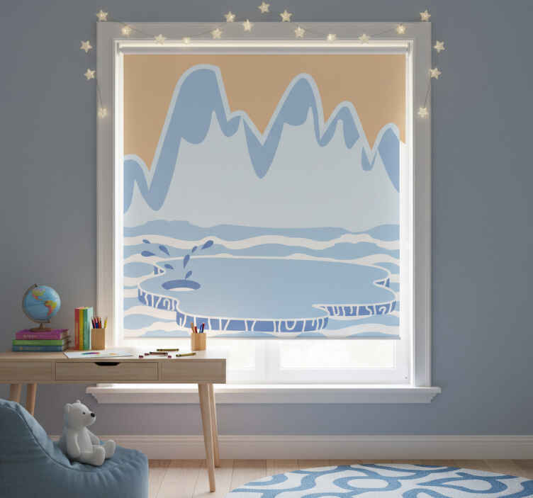 Kids roller blind blue ice mountains - TenStickers