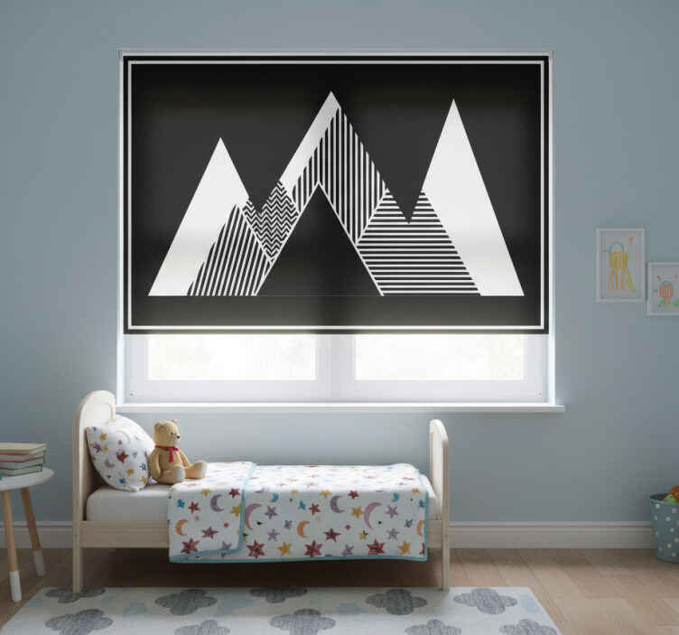 Kids roller blind black and white striped mountains - TenStickers