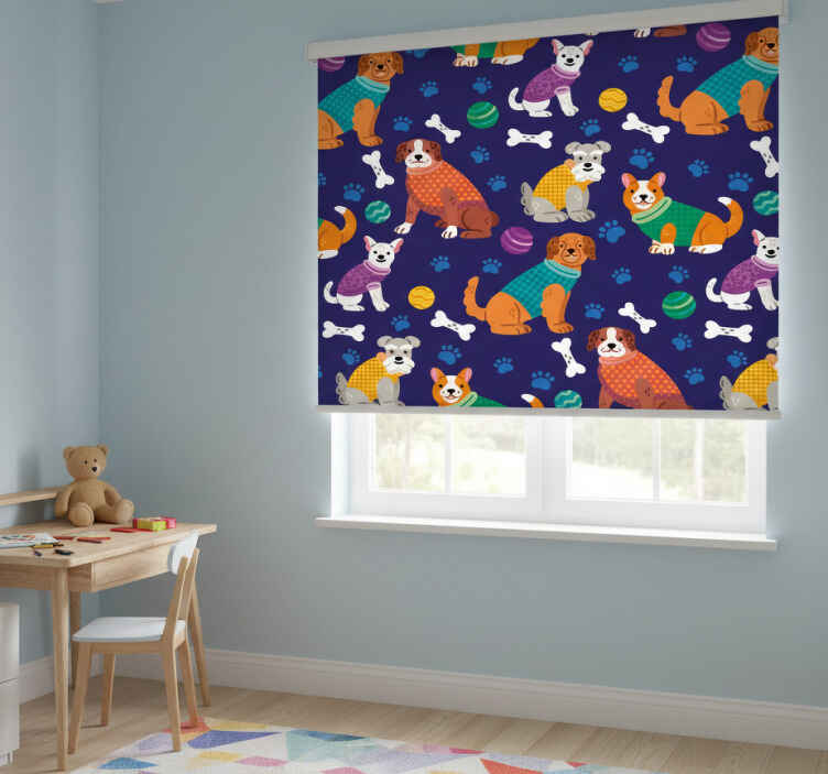 Kids roller blind with vibrant dog pattern - TenStickers