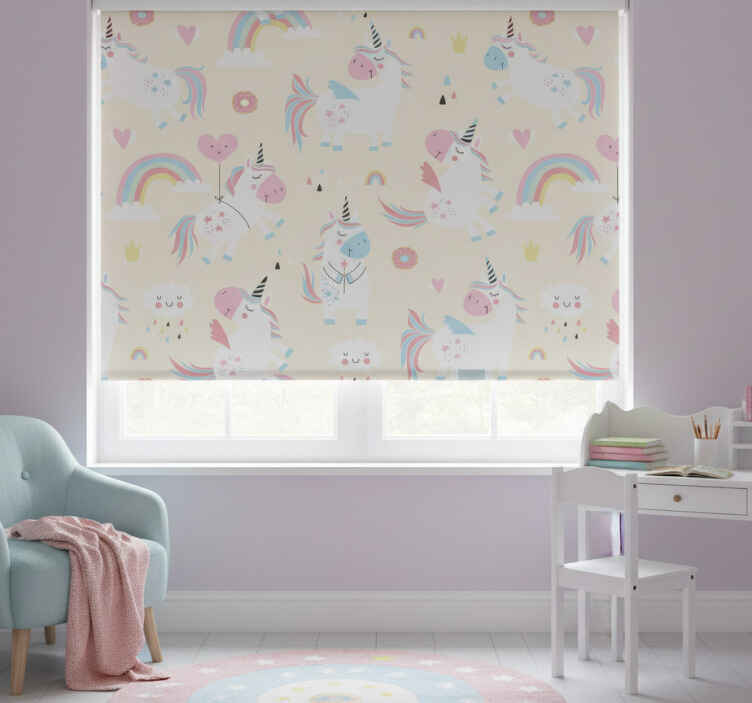 Kids roller blind happy unicorns in wonderland - TenStickers