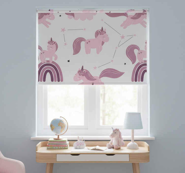 Kids roller blind funny unicorns and star constellations - TenStickers