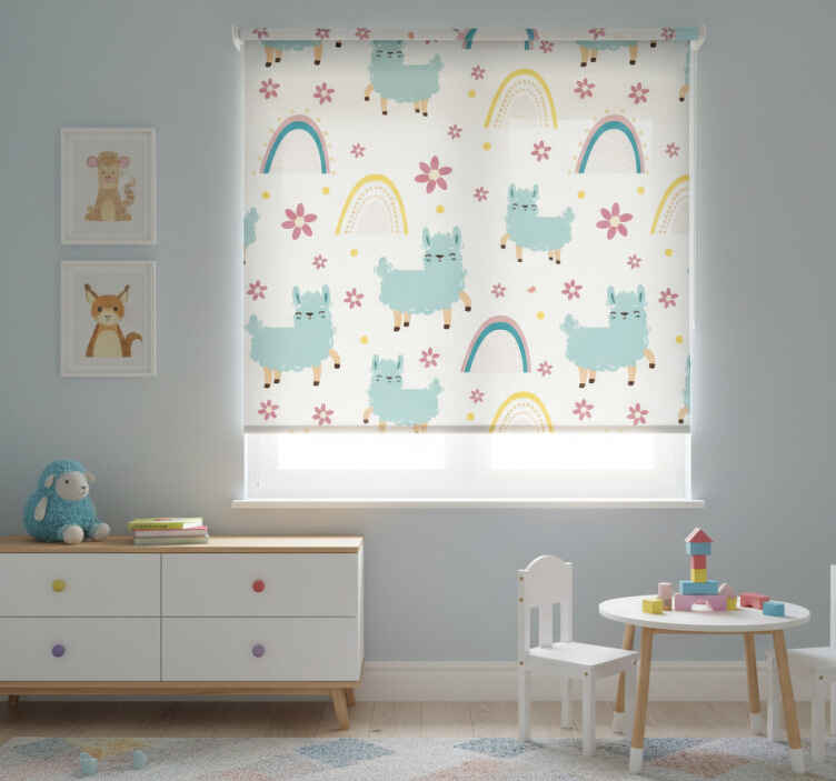 Kids roller blind funny sheep and unicorns pattern - TenStickers