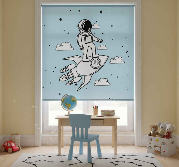 Toile fenêtre chambre enfant astronaute et étoiles - TenStickers