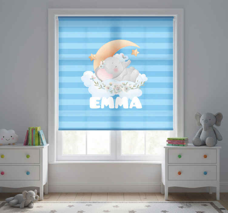 Estor enrollable infantil elefante con nombre - TenVinilo