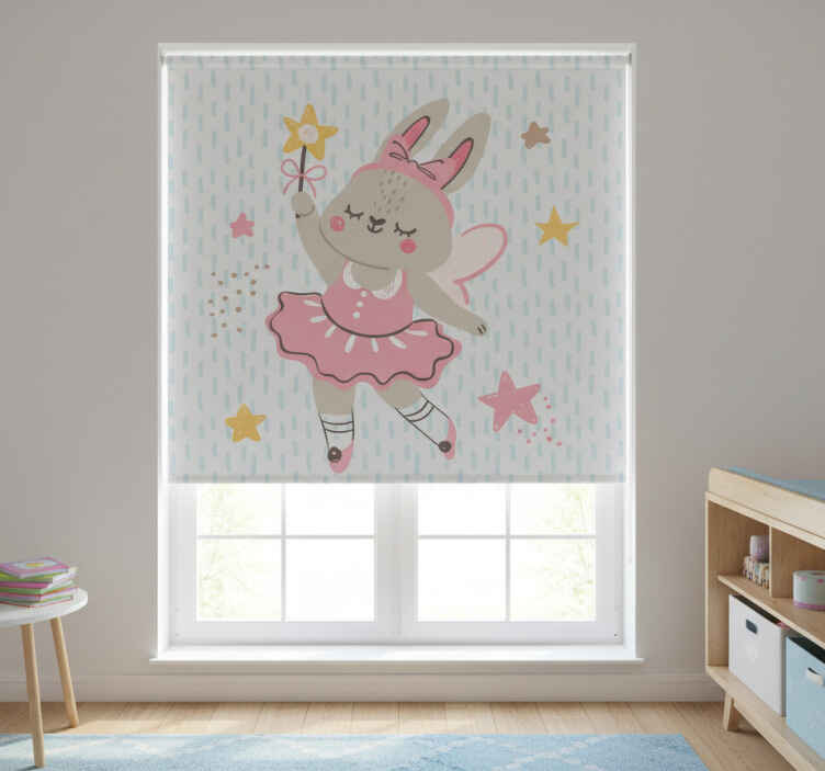Kids roller blind rabbit fairy design with stars - TenStickers