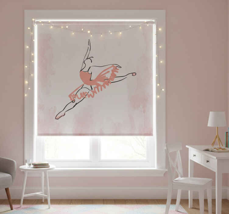 Kids roller blind ballerina dancing line art - TenStickers