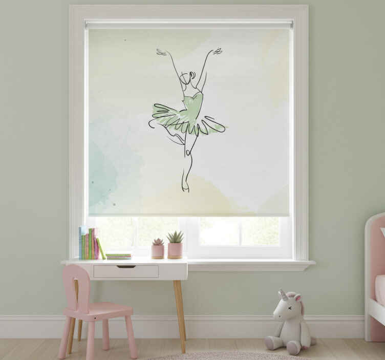 Kids roller blind ballerina pose line art - TenStickers