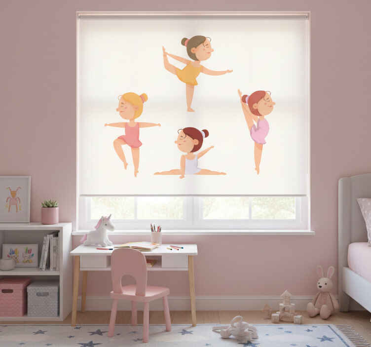 Kids roller blind set of stretching ballerinas - TenStickers