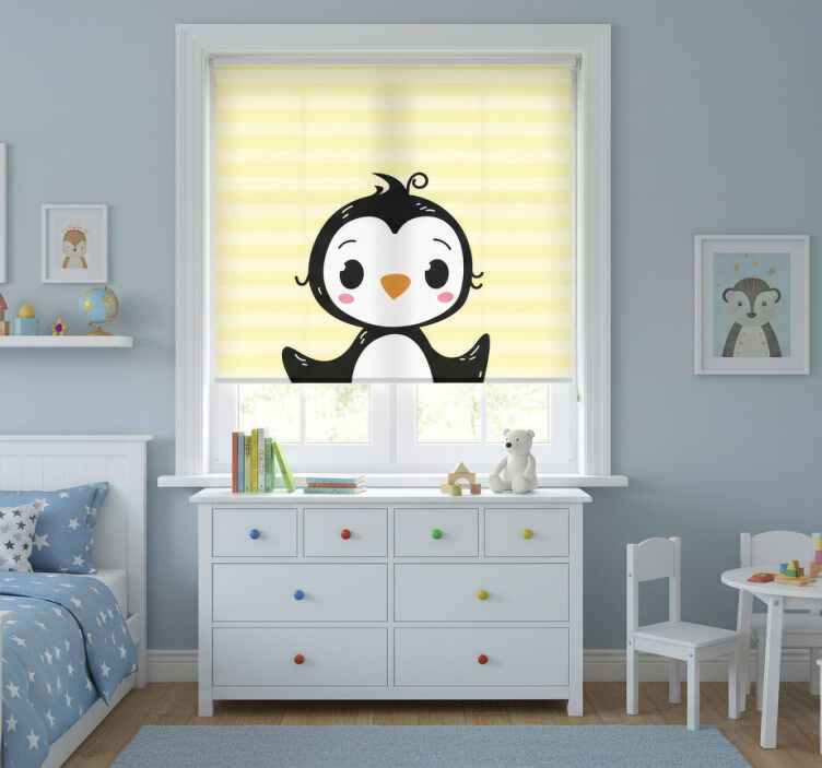 Toile fenêtre chambre enfant pingouin mignon - TenStickers