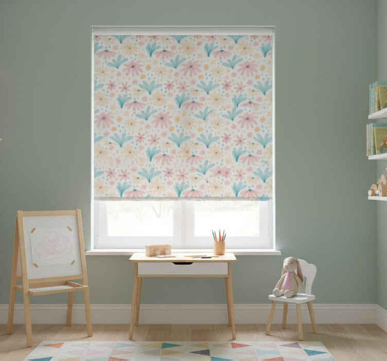 Kids roller blind in pastel flower pattern - TenStickers