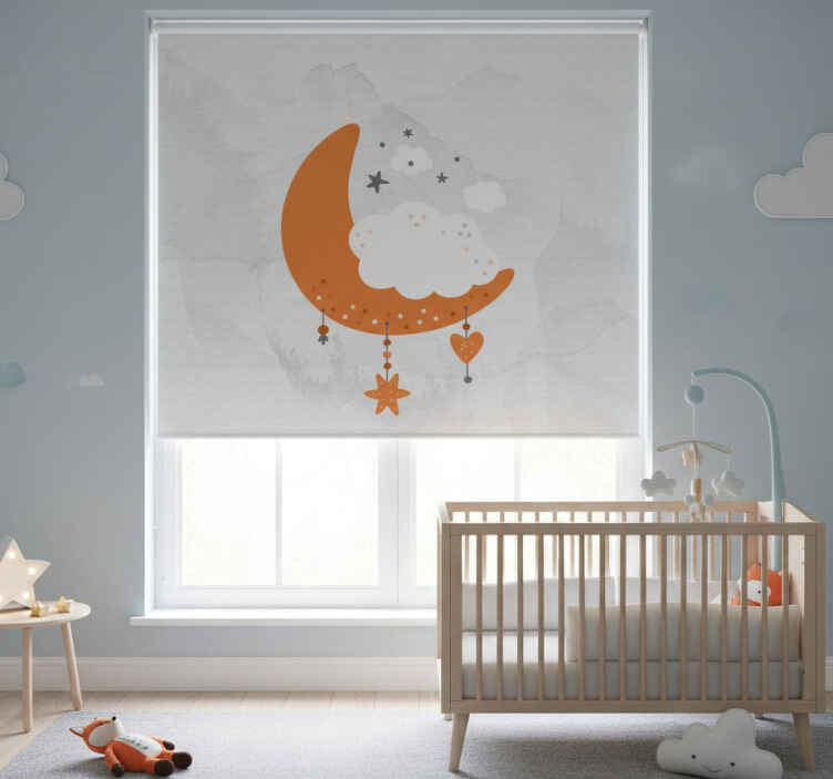Kids roller blind minimalist moon and clouds - TenStickers