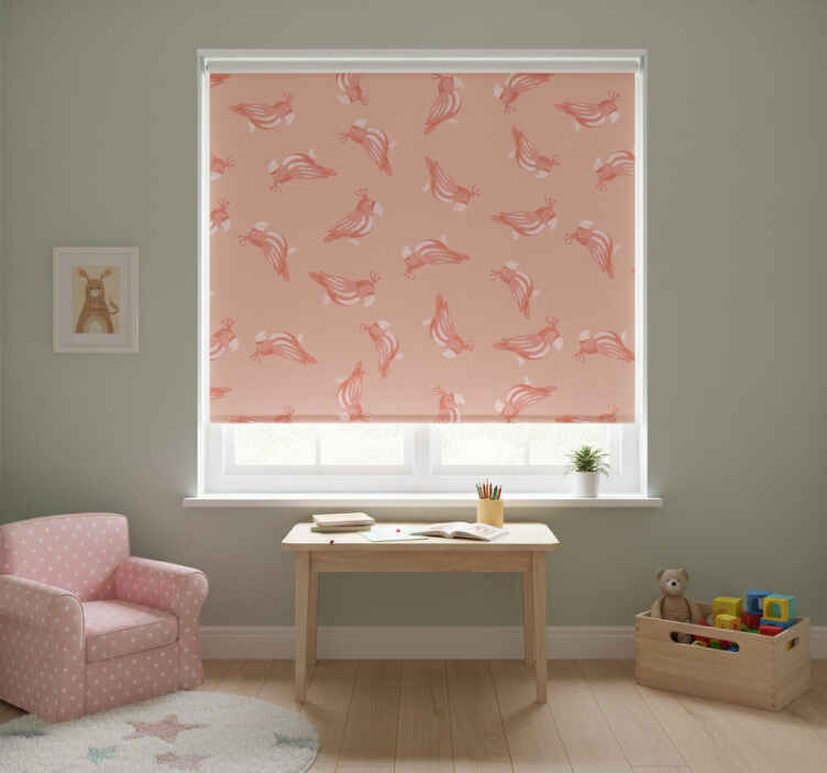 Kids roller blind pink birds pattern - TenStickers
