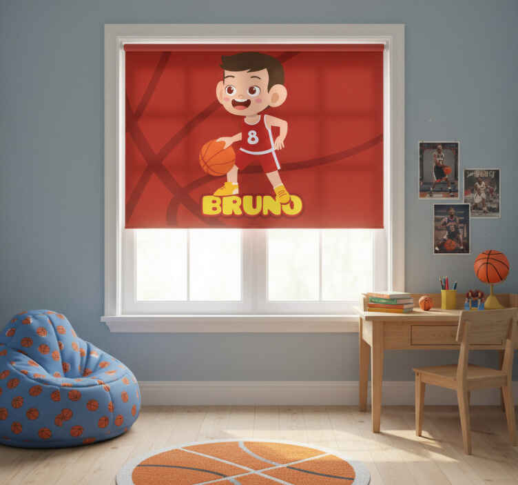 Kids roller blind basketball player with name - TenStickers
