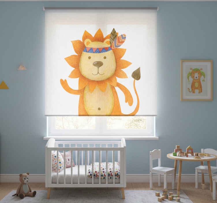 Rollo fenster kinderzimmer mit gezeichnetem löwen - TenStickers