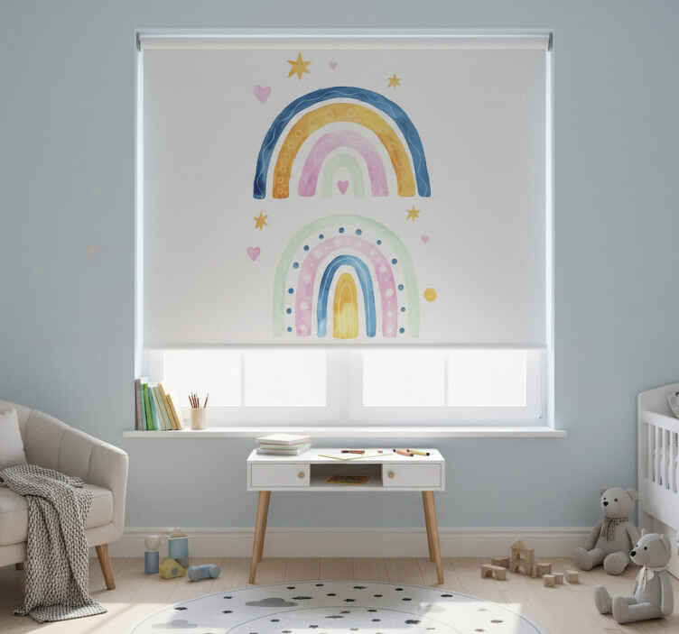 Rollo fenster kinderzimmer aquarell regenbögen - TenStickers