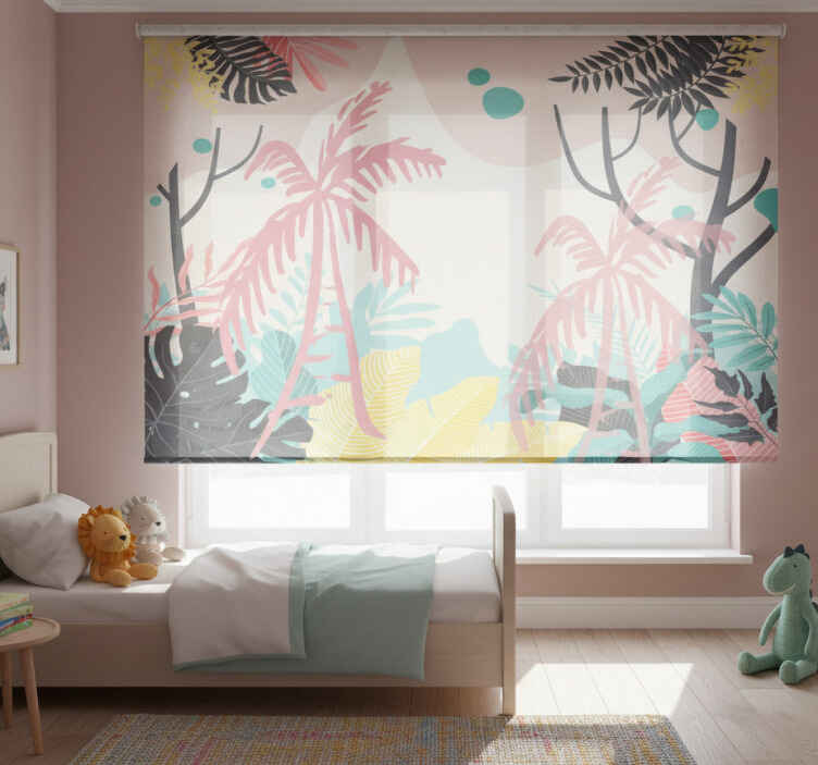 Rollo fenster kinderzimmer boho palmen - TenStickers
