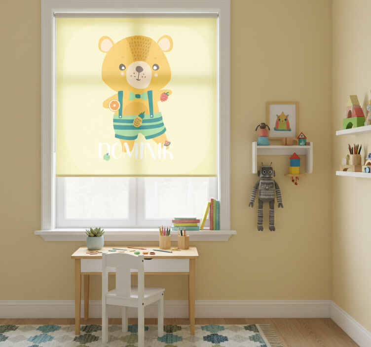 Rollo fenster kinderzimmer teddy mit persönlichem namen - TenStickers