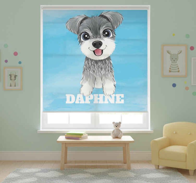 Rollo fenster kinderzimmer schnauzer illustration mit namen - TenStickers