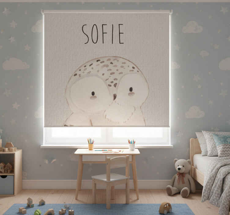 Rollo fenster kinderzimmer eule aus dem wald - TenStickers
