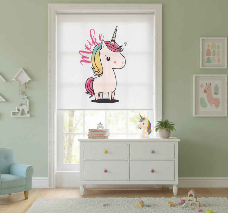 Rollo fenster kinderzimmer einhorn im cartoon-stil - TenStickers