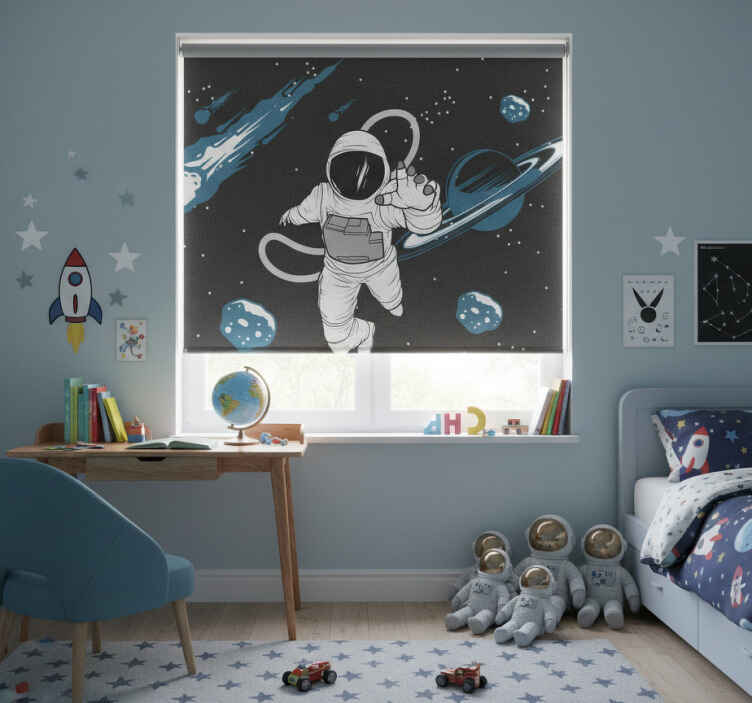 Rollo fenster kinderzimmer astronautenmotiv handgezeichnet - TenStickers
