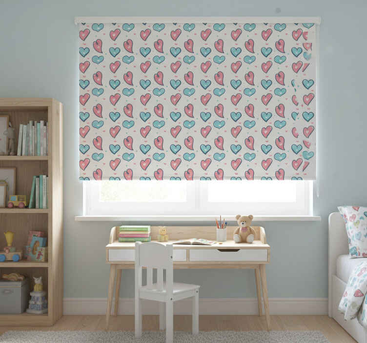 Rollo fenster kinderzimmer herzmuster - TenStickers