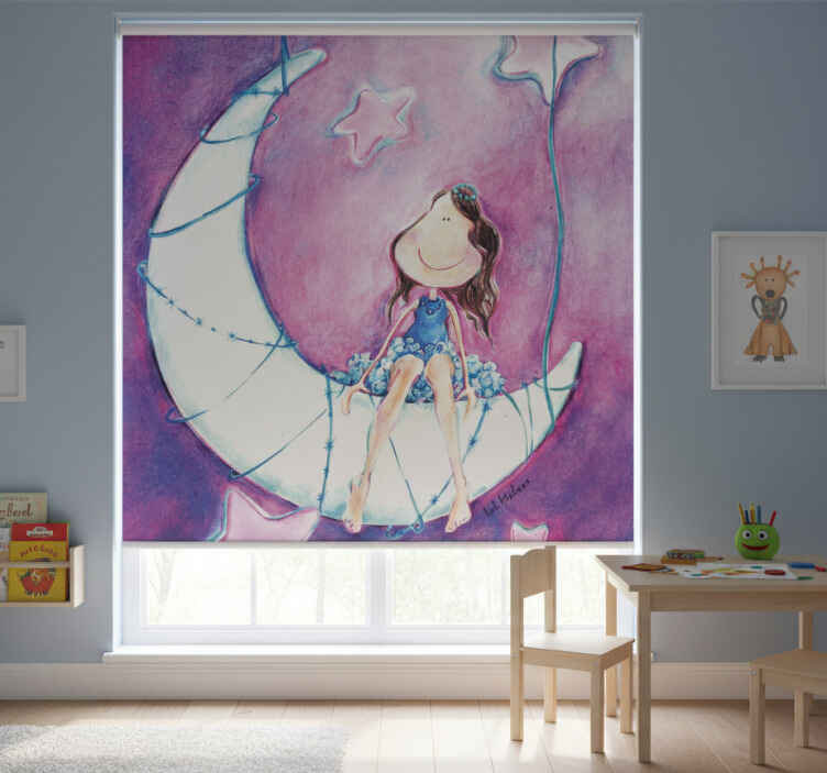Rollo fenster kinderzimmer mit luna aufkleber lol malone - TenStickers