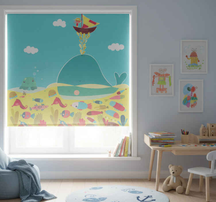Rollo fenster kinderzimmer wal wandtattoo - TenStickers